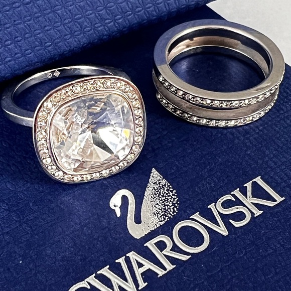 Stunning Swarovski Simplicity Crystal Ring Set Women Size 7 100% Swarovski Brand - Picture 4 of 7